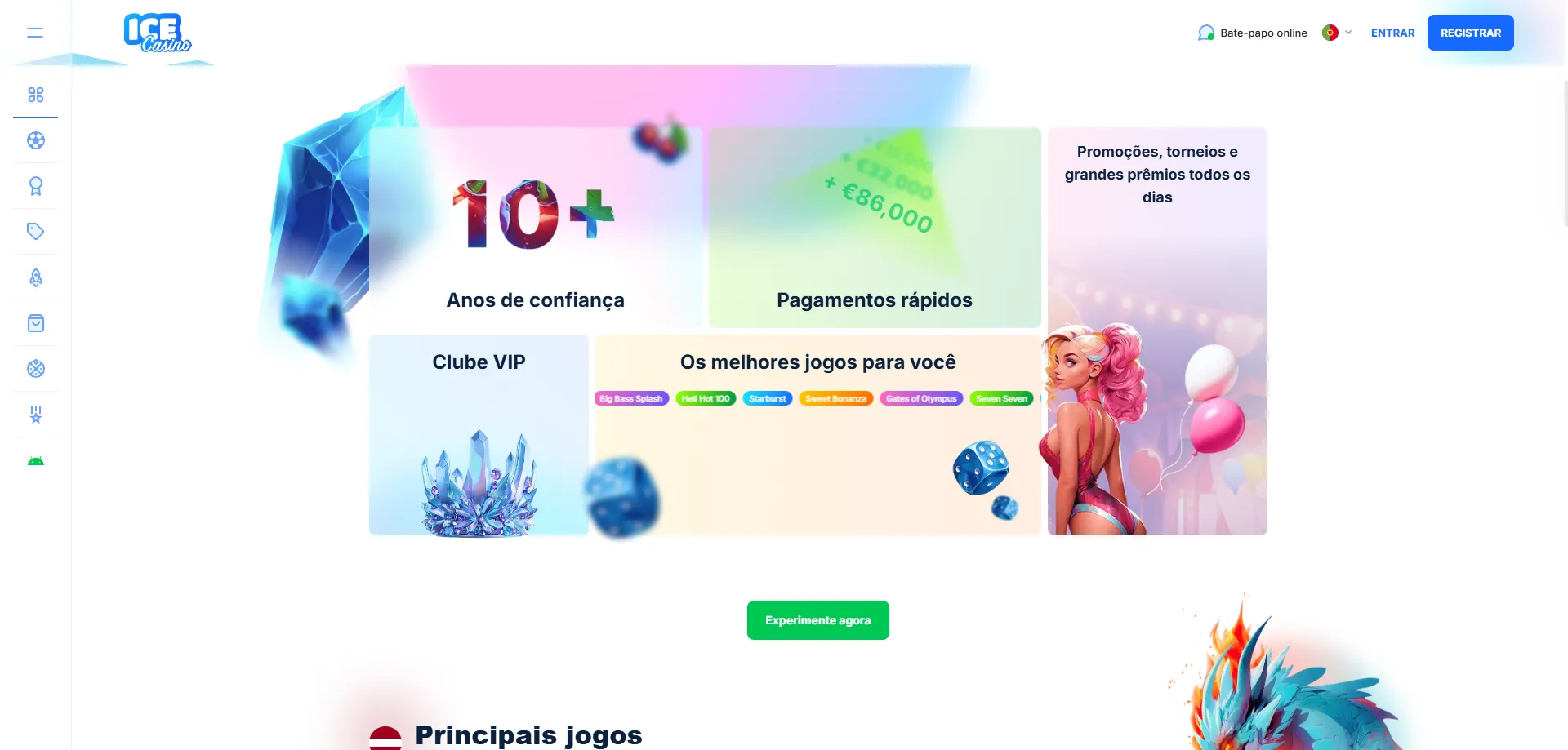 Bônus de boas-vindas ice casino BR — até BRL 9.000 mais giros grátis