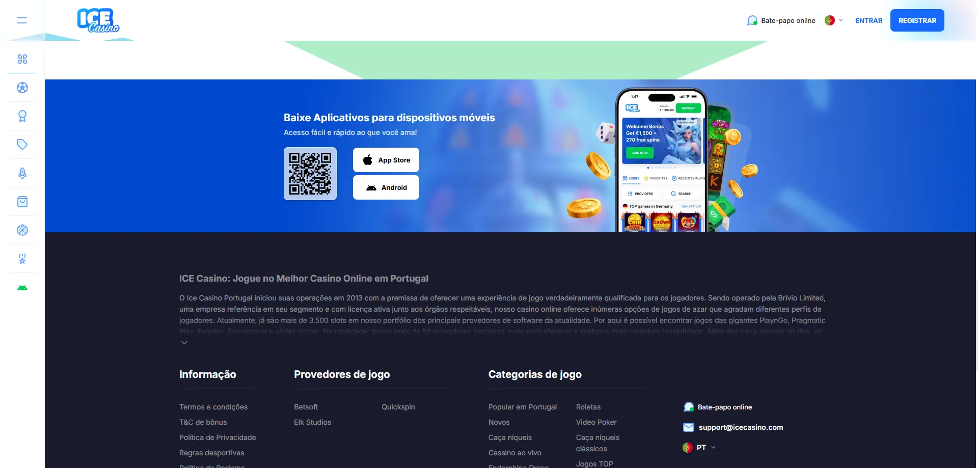 Aplicativo móvel ice casino para Android e iOS — jogue em qualquer lugar